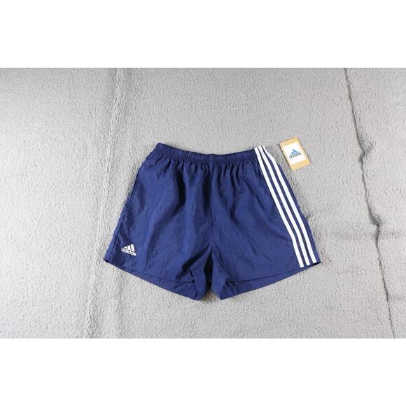 New Adidas Mens Shorts M Blue Striped Pockets Not Lined Vintage 90s Y2K - Picture 1 of 6